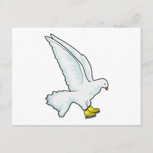 Carte Postale Patineur sur glace Patin à glace Pigeon