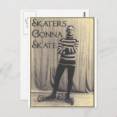 Carte Postale Patineurs allant patiner… (Devant / Derrière)