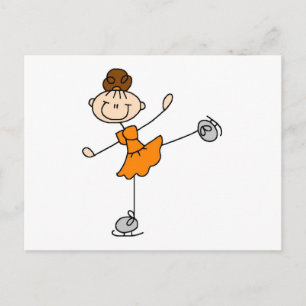 Carte Postale Patineuse artistique en robe orange T-shirts et Ca