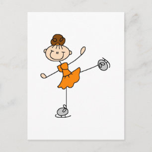 Carte Postale Patineuse artistique en robe orange T-shirts et Ca