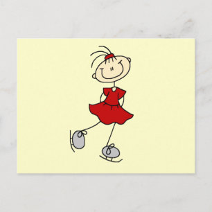 Carte Postale Patineuse artistique en robe rouge T-shirts et Cad