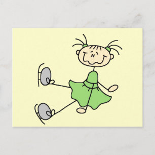 Carte Postale Patineuse artistique en robe verte T-shirts et Cad