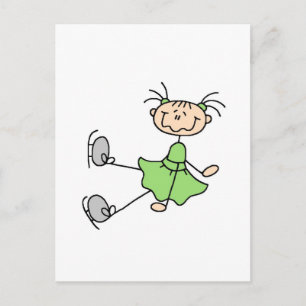 Carte Postale Patineuse artistique en robe verte T-shirts et Cad