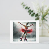Carte Postale Patineuse en rouge, (Debout devant)