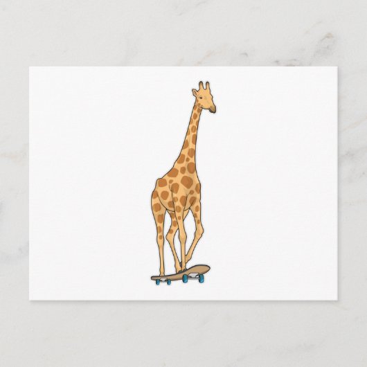 Carte Postale Patineuse girafe planche à roulettes (Devant)