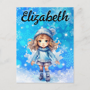 Carte Postale Patins à glace d'hiver pour filles Patins de figur