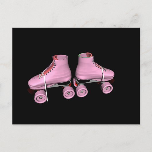 Carte Postale Patins à rouleaux roses chauds (Devant)