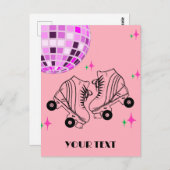 Carte Postale Patins à roulettes Derby Skating Rose Disco Annive (Devant / Derrière)