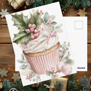 Carte Postale Pâtisserie de Noël festive et élégante au pastel