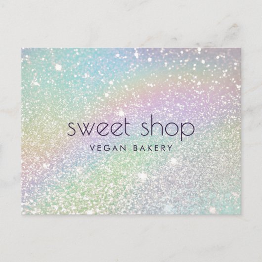 Carte Postale Pâtisserie Paillettes Holographiques, Friandises (Devant)