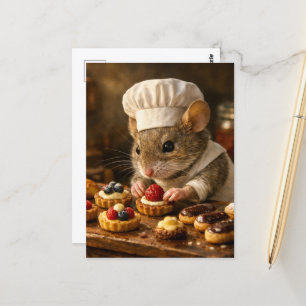 Carte Postale Pâtissier Souris Adorable