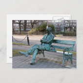 Carte Postale Patrick Kavenagh - Sculpture de poète irlandais (Devant / Derrière)