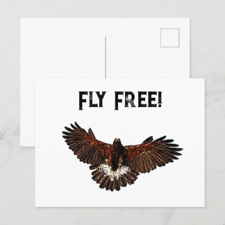 Carte Postale Patriotic Bald Eagle USA Flying Free Nature Art