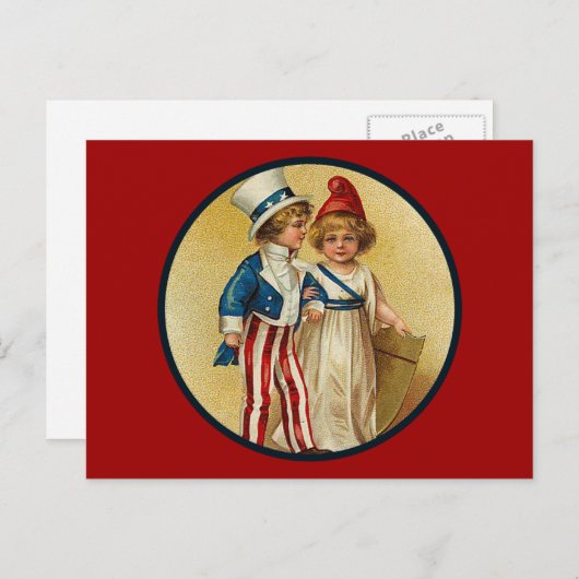 Carte Postale Patriotic_boy and Girl_Postcard (Devant / Derrière)