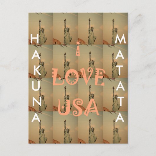Carte Postale Patriotic Pop Art : "I Love USA" Graphisme Art Des (Devant)