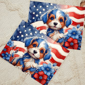 Carte postale Patriotic Pup au milieu des fleurs