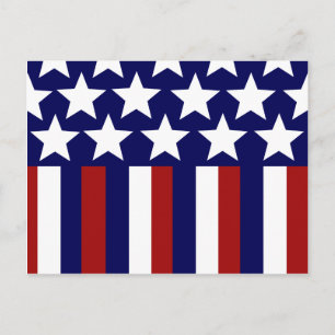 Carte Postale Patriotic Stars Stripes Freedom Drapeau 4 juillet