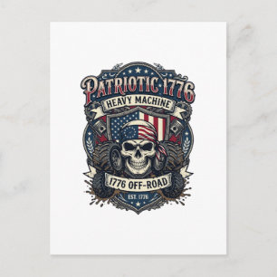 Carte Postale Patriotique 1776 Hors Route Crâne Monster Truck Lo