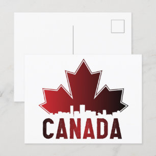 Carte Postale Patriotique de feuille d'érable rayée du Canada