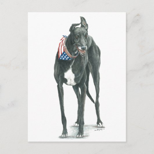 Carte postale Patriotique Greyhound Dog Art (Devant)