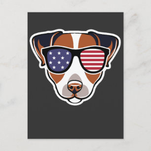 Carte Postale Patriotique Jack Russell US Drapeau Juillet 4 cade