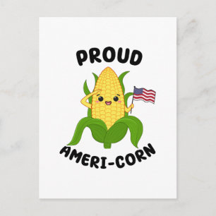 Carte Postale Patriotique Kawaii Corn 4 juillet fête de l'indépe