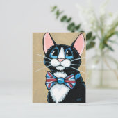 Carte Postale Patriotique Royaume-Uni Tuxedo Chat portant Bow Cr (Debout devant)