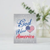 Carte Postale Patriotique USA Heart God Bless America (Debout devant)