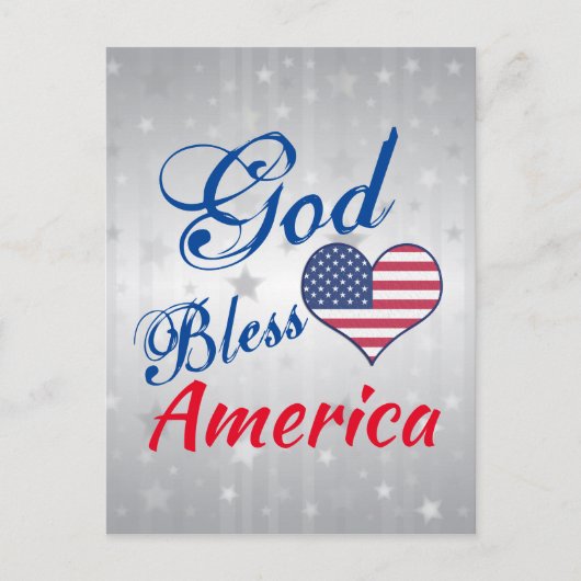 Carte Postale Patriotique USA Heart God Bless America (Devant)