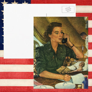 Carte Postale Patriotique Vintage, Infirmière médicale au téléph