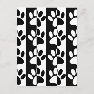 Carte Postale Patrouilles Et Rayures De Chien Noir Et Blanc