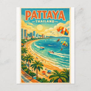 Carte Postale Pattaya, Thaïlande, dans un rétro vibrant