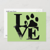 Carte Postale Patte d'animal familier dans l'AMOUR (Devant / Derrière)