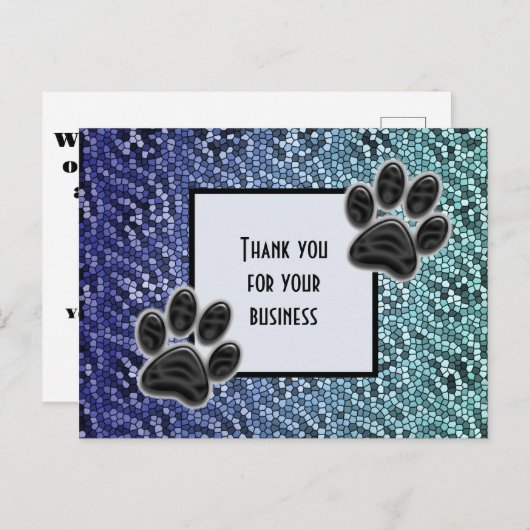 Carte Postale Patte d'animal peu coûteuse Merci pour votre entre (Devant / Derrière)