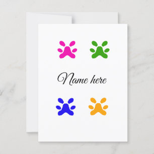 Carte Postale Patte de chien coloré ajouter le nom du texte anim