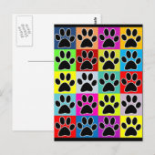 Carte Postale patte de chien colorée (Devant / Derrière)