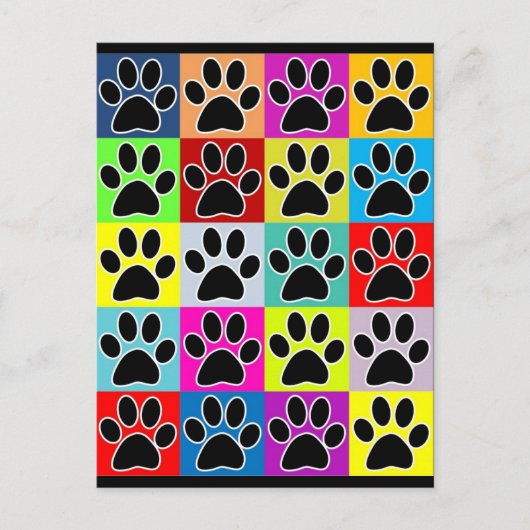 Carte Postale patte de chien colorée (Devant)