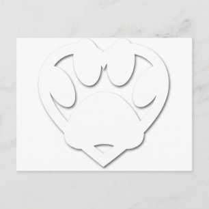 Carte Postale Patte de chien et forme de cœur découpés dans du p