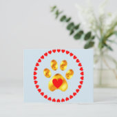 Carte Postale patte dorée avec coeurs (Debout devant)