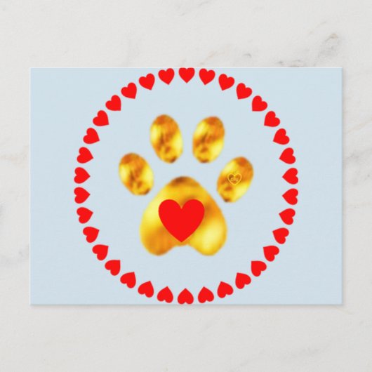 Carte Postale patte dorée avec coeurs (Devant)