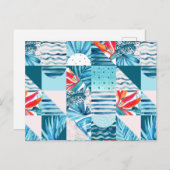 Carte Postale Pattern de Tropical Teal Geometric Abstract (Devant / Derrière)