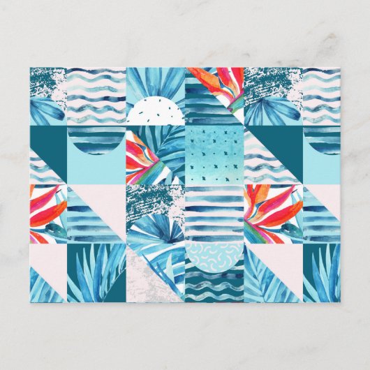 Carte Postale Pattern de Tropical Teal Geometric Abstract (Devant)