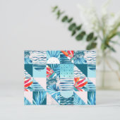 Carte Postale Pattern de Tropical Teal Geometric Abstract (Debout devant)