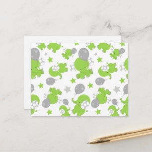Carte Postale Pattern of Green Elephants, Cute Elephants, stars