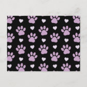 Carte Postale Pattern of paws, Dog paws, Lilac paws, Hearts (Devant)