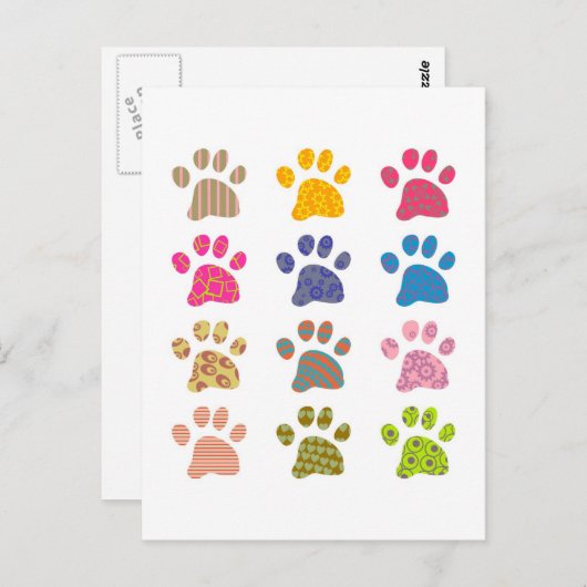 Carte Postale Patterned Paws (Devant / Derrière)