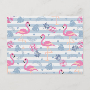 Carte Postale Patters de Whimsical Flamingo et Pineapple