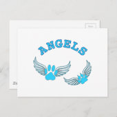 Carte Postale Pattes d'Animal de Compagnie Ange en Bleu (Devant / Derrière)