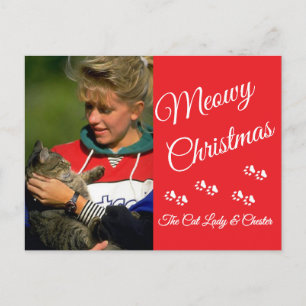 Carte Postale Pattes de parent de compagnie Noël rouge blanc pho