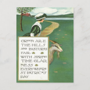 Carte Postale Pâturage de chèvre de fille irlandaise